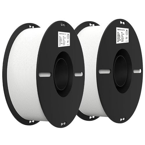 Creality 3D Printer Filament, PLA Filament 1.75mm Bundle 2Kg for 3D Printing, Ender PLA Filament No-Tangling, Strong Bonding & Overhang Performance, Accuracy +/- 0.02mm (White & White 2-Pack)