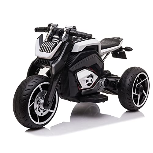 6V Kids Electric Ride On Motorcycle Electric Car 3 Wheels Play Toy Motorbike,Flashing Lights with Music,Black