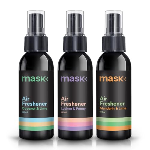 Mask - Air Freshener Spray, Strong Odour Eliminator, Pet Odour Eliminator, Travel Size - Long Lasting Air Freshener for Home, Room Deodoriser, 100ml, Mix Pack of 3