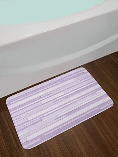 Ambesonne Modern Bath Mat, Contemporary Stone Like Linear Band Motif in Pastel Tones Work of Art, Plush Bathroom Decor Mat with Non Slip Backing, 29.5" X 17.5", Lavender Lilac