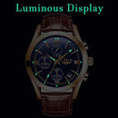 LIGE Men's Watches Elegant Luxury Analog Quartz 3ATM Waterproof Chronograph Watch for Male Fashion Casual Brown Leather Round Blue Dial Calendar Business Gents Dress Wristwatch