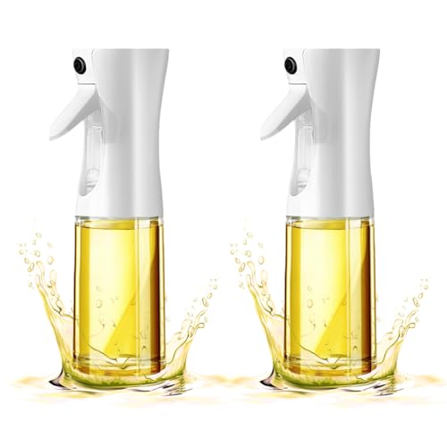 Oil Spray Bottle, Proxima Direct 2PCS 200ml Olive Oil Sprayer Mister for Cooking Refillable Food Grade Sprayer Bottles for Air Fryer, Salad, Baking, Grilling, Frying in Kitchen (White)