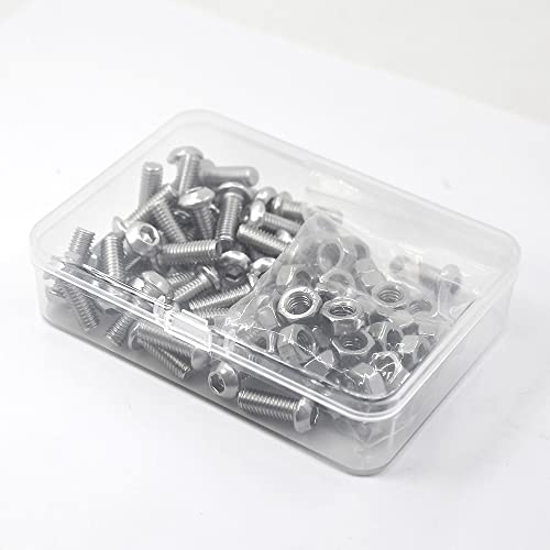 (40 Sets) M6-1.0 x 10mm Socket Head Cap Screws and Nuts Set 304 Stainless Steel 18-8 Button Head Bolts