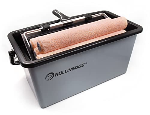 ROLLINGDOG 7PC 18" Paint Roller Kit - 18 Inch Paint Roller Frame,Microfiber Paint Roller Sleeves（Pack of 4,Paint Bucket with Lid (Upgraded Version)