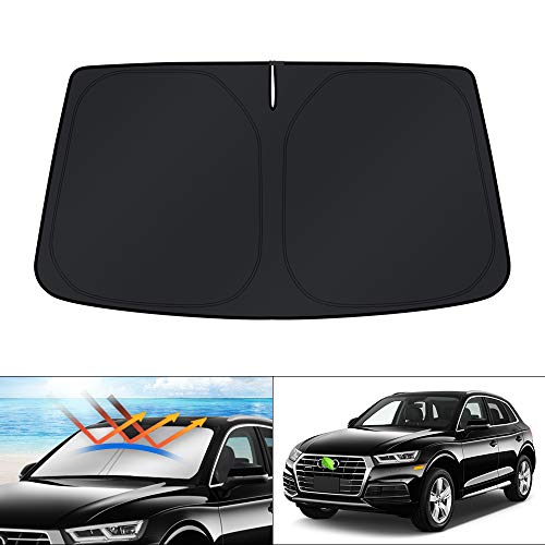 KUST Custom Fit Windshield Sun Shade for Audi Q5 Accessories 2018-2024 Window Shade Sun Visor Protector Foldable Blocks UV Rays Keep Your Car Cooler