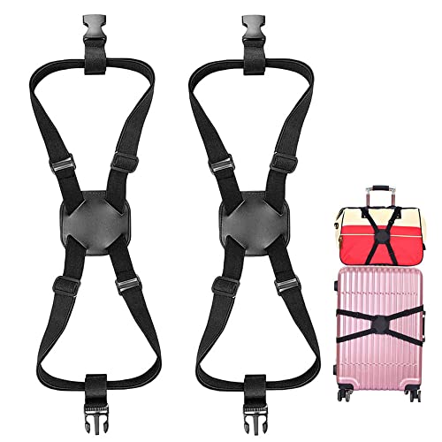 Wanfoou 2-Pack Bag Bungee,Luggage Straps Suitcase Straps,Travel Luggage Bag Bungee Suitcase Adjustable Belt,Adjustable Portable Travel Luggage Accessories(Black)