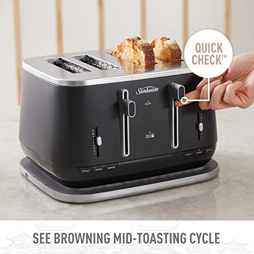 Sunbeam Kyoto City Collection 4-Slice Toaster | High Lift & Quick Check Lever, Self-Centering Slots, 9 Browning Settings, Removable Crumb Tray, Black TAM8004BK