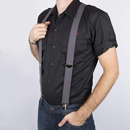 Dickies Men's 1 1/2 Inch Solid Straight Clip Suspender, Charcoal, One Size