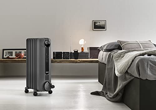 De'Longhi TRRS0715E.G, 1500W Radia S Oil Column Heater w/Timer, Black
