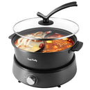Food Party Hot Pot Electric Separable Shabu Shabu Pot with Divider Hotpot Pot Electric Cooker Dual Sided 220V 1350W Non-Stick 4L Fondue Pot for 2-6 People