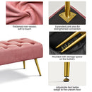 Yaheetech Modern Ottoman Bench Velvet Bench Upholstered Footrest for Living Room with Gold Metal Legs and Padded Seat Pink