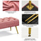 Yaheetech Modern Ottoman Bench Velvet Bench Upholstered Footrest for Living Room with Gold Metal Legs and Padded Seat Pink