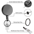 2 Pack Heavy Duty Retractable Badge Holder Reel, Will Well Metal ID Badge Holder with Belt Clip Key Ring for Name Card Keychain [All Metal Casing, 27.5" UHMWPE Fiber Cord, Reinforced Id Strap]