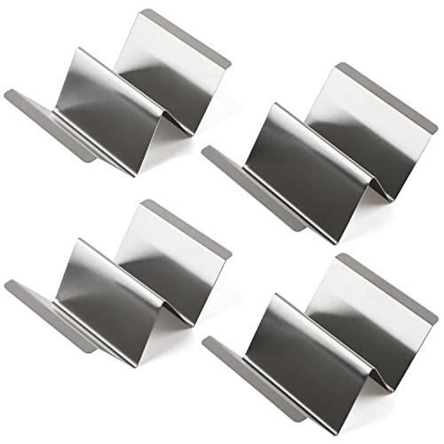 zeeooil Taco Holder Set of 4 Packs Stainless Steel Taco Holders Stand Taco Tray Shell Holders - Each Rack Holds Up to 2 Tacos - Oven, Grill & Dishwasher Safe