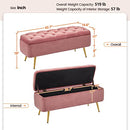 Yaheetech Storage Ottoman Bench 42.7 Inches Folding Storage Ottoman Bench Bench with Storage Bedroom Ottoman Fabric Ottoman Footstool Ottoman Pink