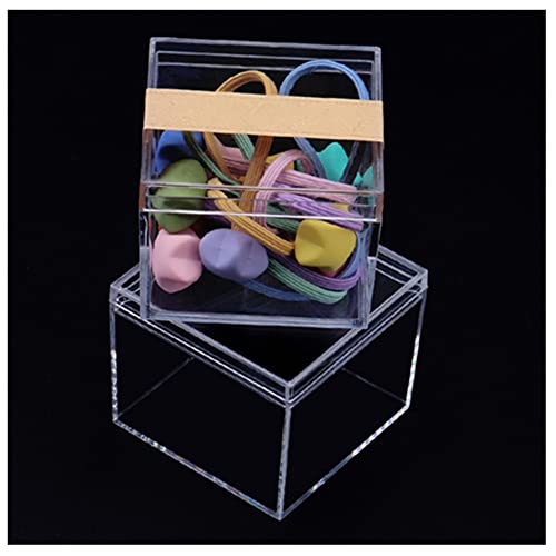 2 Pack Clear Acrylic Plastic Square Cube Small Acrylic Box with Lid Storage Mini Acrylic Boxes Square Display Box Organizer Containers for Candy Jewelry Display(10x10x10 cm)