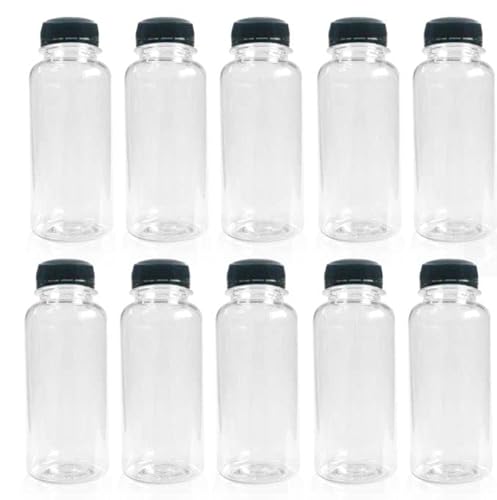 250ml Round Clear Plastic Bottles PET With 38mm Lids Tamper Evident