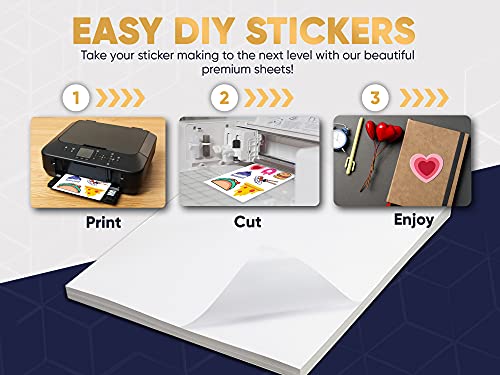 Avarrix Australia Printable Vinyl Sticker Paper for Inkjet Laser Printer, Matte White, 20 Sheets, Waterproof Label Stickers, Printable Vinyl Sheets, Tear Resistant, Quick Dry Vibrant Colours, A4 Size