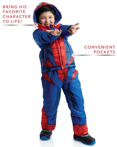 Marvel Boys' Spider-Man Snowsuit - 2 Piece Ski Jacket and Snow Bib Ski Pants Overalls: Toddler/Boy (2T-7), Spidey Red Blue, 7