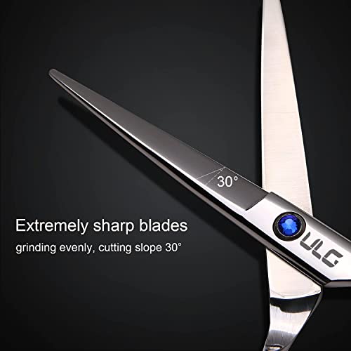 (Blue) - Hair Cutting Scissors, ULG Professional Hair Scissors 17cm Right-Hand Razor Edge Barber Scissors Salon Hair Cutting Shears Made of Japanese Stainless Steel, Hand Sharpened