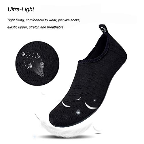 WateLves Water Shoes for Womens Mens Barefoot Quick-Dry Aqua Socks for Beach Swim Surf Yoga Exercise New Translucent Color Soles, Stripe/Black, 3.5-4