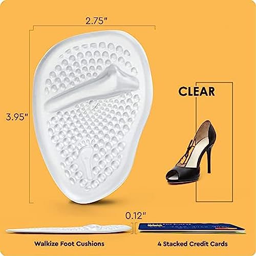 Metatarsal Pads Women | Heel Inserts for Women | Ball of Foot Cushions for Women High Heel (2 Pairs Foot Pads) - Helps with Pain Instantly - One Size Fits Shoe Inserts for Women (Clear)