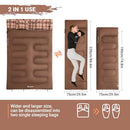 KingCamp Double Sleeping Bag for Adults Cotton Flannel Lightweight Queen Size 2 Person Sleeping Bags with 2 Pillows for Camping Backpacking or Hiking Outdoor XL Sleeping Bag w/Compact Compression Sack