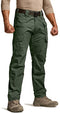 CQR Men's Flex Ripstop Tactical Pants, Water Repellent Stretch Cargo Pants, Lightweight EDC Hiking Work Pants TLP125-OLV_38W/32L