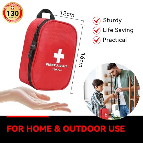 YESDEX First Aid Kit 130pcs Medical Travel Workplace Family Safety, Emergency Bag Box,Registered