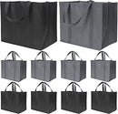 Reusable Grocery Shopping Bags 10 Pack Large Foldable Tote Bags Bulk, Eco Produce Bags with Long Handle for Shopping Groceries Clothes