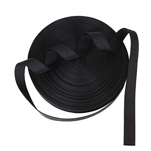 ZOEYES 1 Inch Heavy Duty Nylon Webbing 50 Yards Black Nylon Strapping Flat Webbing Strap, Great for Dog Leash, Collars, Seat Belt, Backpack, Outdoor DIY Gear Repair, Crafts