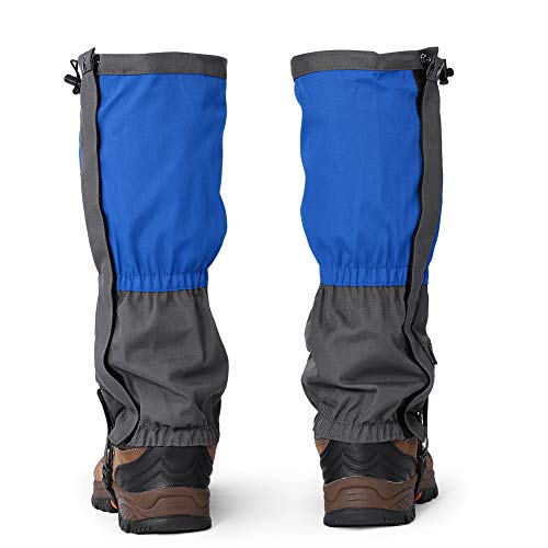 Tinje 1 Pair Leg Gaiters, Waterproof Snow Boot Gaiters Breathable Snake Gaiters Protection Cover Adjustable Anti-Tear Shoe, Blue, One Size
