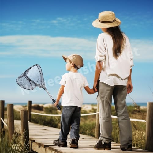 Fishing Net, Foldable Collapsible Telescopic Fish Landing Net, Durable Nylon Material Mesh Landing Net for Easy Catching or Releasing for Trout 55cm