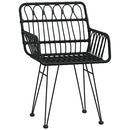 vidaXL Garden Patio Chairs in Black Rattan-Set of 2 | Outdoor Furniture with Armrests and Footpads | Durable Steel Frame Construction