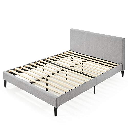 Zinus Single Bed Frame Fabric Upholstered Platform Bed Base, Light Grey