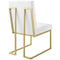 Modway EEI-3743-GLD-WHI Privy Gold Stainless Steel Upholstered Fabric Dining Accent Chair, White