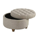 Homepop Home Decor Button Tufted Woven Round Storage Ottoman Large