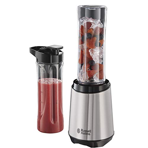 Russell Hobbs RHBL300, Mix and Go Stainless Steel Blender, 300 Watt Electric Motor and Dishwasher Safe, High Speed Blender, Silver/Black