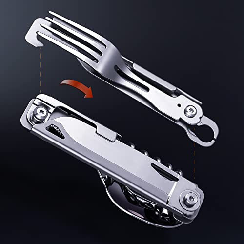RAXCO Pocket Utensils Folding Cutlery Camping Knife,5-in-1 Detachable Spoon Set for Outdoor Travel Hiking