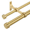Lwiiom Double Curtain Rods with Aluminum End Cap and Full Surround Brackets,1"Front and 5/8" Back Rod,Adjustable between 72 to 144 Inches (6-12 Feet), Brass Double Window Drapery Rod
