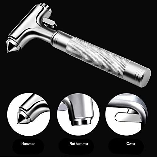 Car Safety Hammer - Emergecy Car Escape Tool, Metal Window Hammer, Glass Breaker with Seat Belt Cutter, Hard Aluminium Alloy Head Design