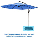 Tangkula 10FT Patio Offset Umbrella, Outdoor Cantilever Umbrella with Easy Tilt Adjustment & 8 Ribs, Hanging Market Umbrella with Crank & Cross Base for Garden, Backyard, Deck, Poolside (Blue)