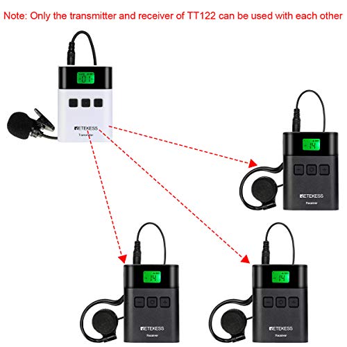 Retekess TT122 Tour Guide System, Translation Devices for Church, 492ft, 36 Channels, Wireless Audio Transmission System for School, Factory, Training (1 Transmitter 10 Receivers)