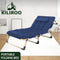 Kiliroo Adjustable Portable Folding Bed with Mattress and Headrest, Comfortable, Waterproof, Sturdy Steel Frame, 4 Reclining Positions, Portable, Ideal for Camping, Guests and Relaxation (Blue)