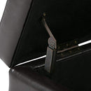 Simpli Home Avalon Rectangular Faux Leather Storage Ottoman Bench Large Brown
