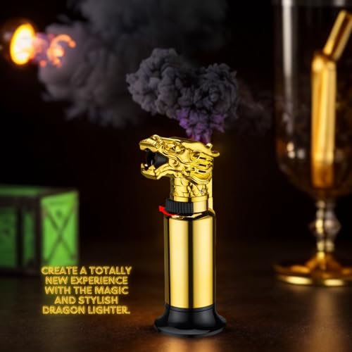 Dragon Torch Lighter, Switchable Jet Flame Lighter Butane Refillable with Lockable Function, Windproof Adjustable Jet Flame and Soft Flame (Without Butane Gas)