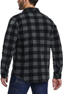 CQR Men's Long Sleeve Heavyweight Fleece Shirts, Plaid Button Up Shirt, Warm Corduroy Lined Collar & Cuffs Shirt HOS211-CHC_Large