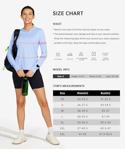 WILLIT Women's Sun Shirts Hoodie UPF 50+ SPF Long Sleeve Hiking Lightweight Quick Dry UV Protection Outdoor Clothing Blue M