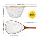 SF Fly Fishing Landing Net Soft Silicone Rubber Small Mesh Catch and Release Wood Frame Trout Net with Green Magnetic Release Combo Kit