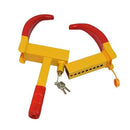 AIMALL Heavy Duty Wheel Clamp Lock Vehicle Caravan Car Security Anti-Theft w/ 2keys, Bright Red & Yellow, Durable Steel Construction, Easy to Use